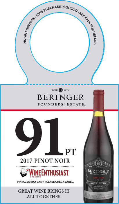 Beringer Founders Estate 91pt Wine Enthusiast Bottle Necker