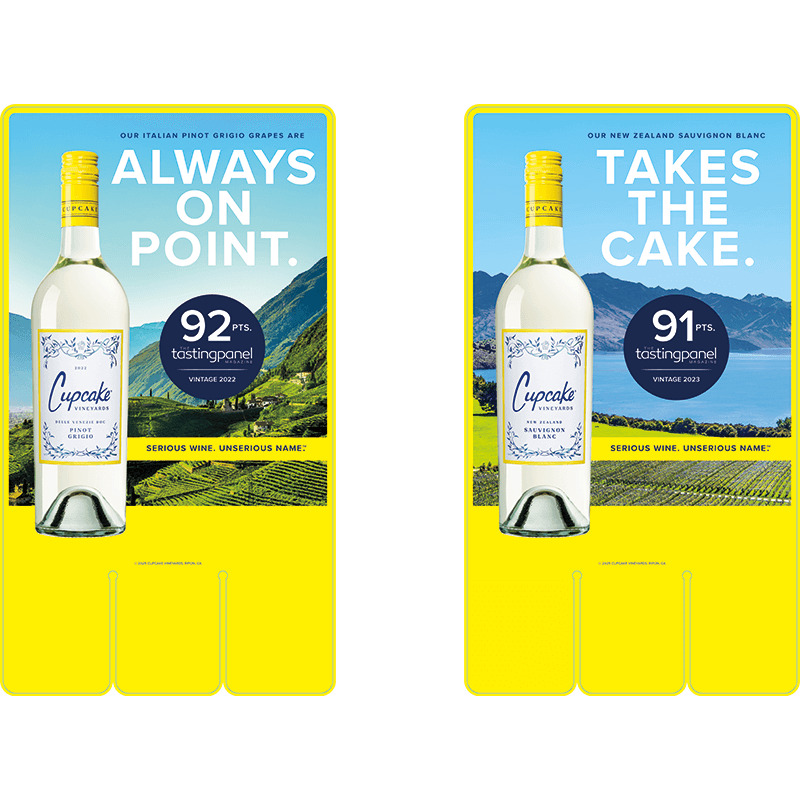 Cupcake Quality Double Sided Case Card - Pinot Grigio and Sauvignon Blanc