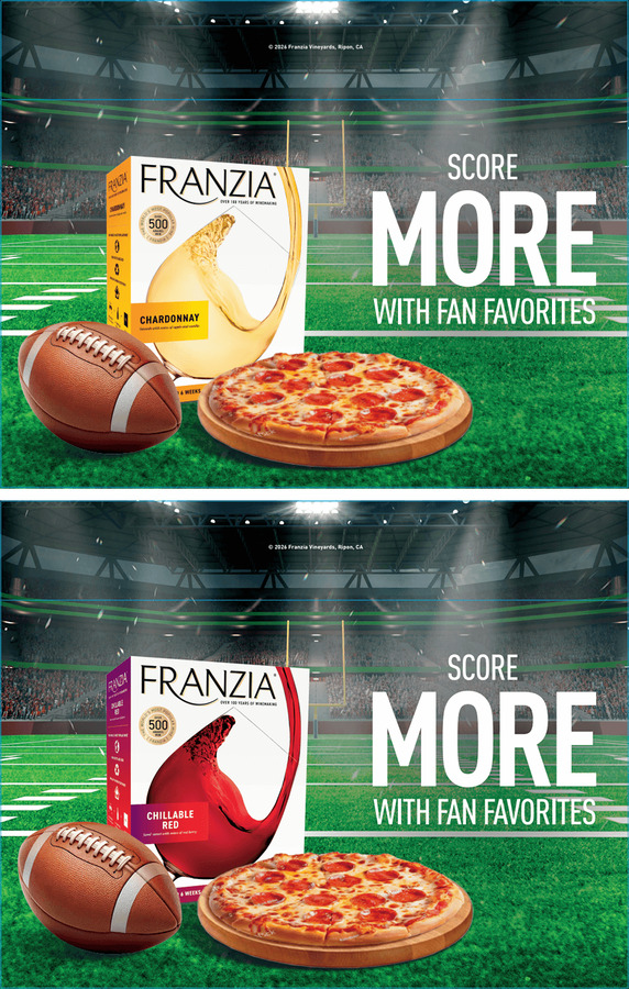 Franzia Gameday Double Sided Case Talker - Chillable Red and Chardonnay
