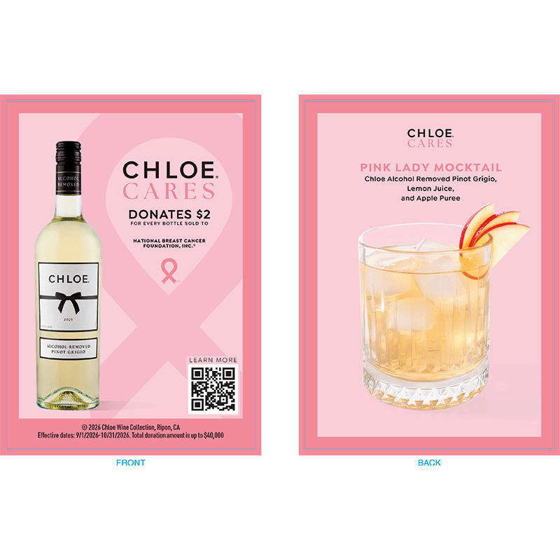 Chloe Cares Menu Insert - Alcohol Removed Pinot Grigio