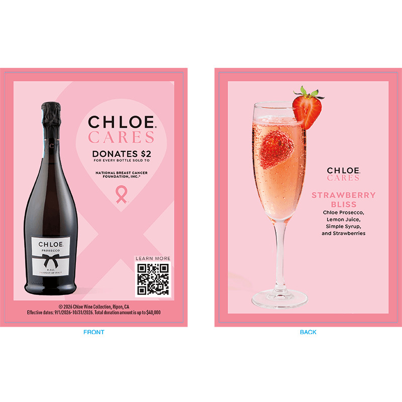 Chloe Cares Menu Insert - Prosecco