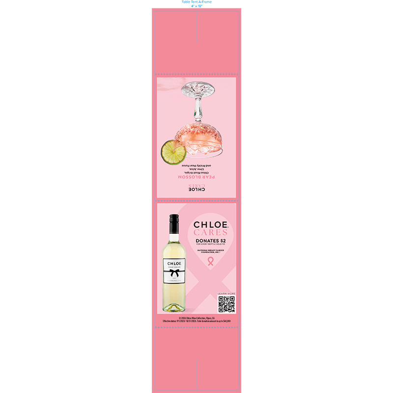 Chloe Cares Table Tent - Pinot Grigio