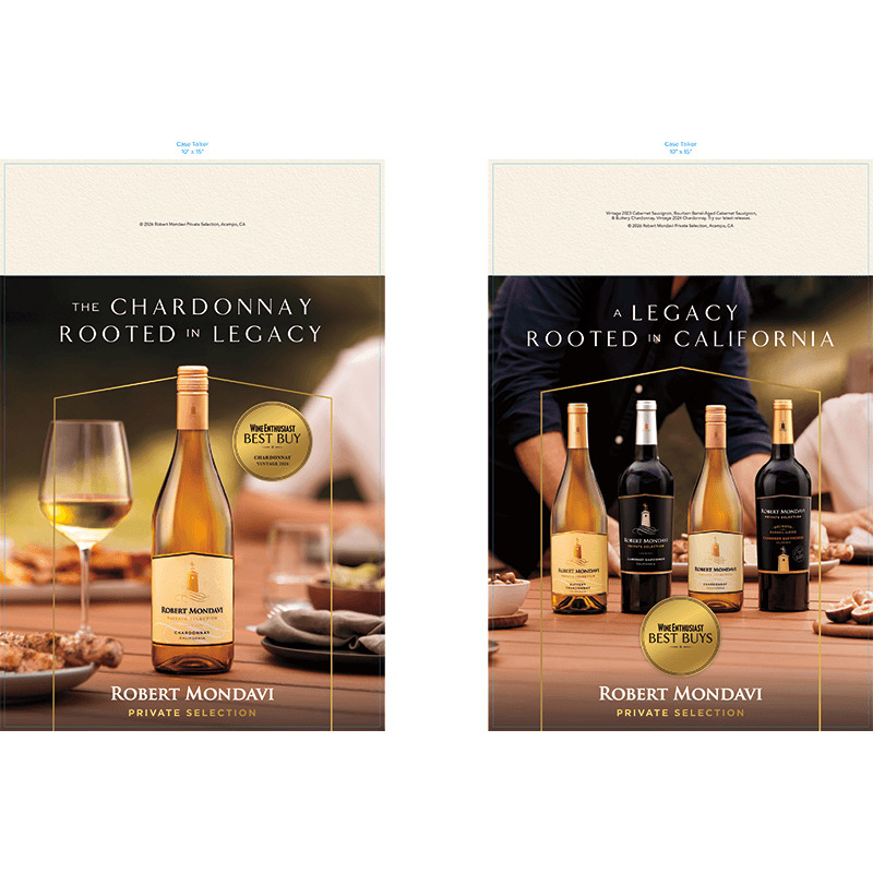 Robert Mondavi Private Selection 2026 Flow Double Sided Case Talker - Chardonnay and Portfolio