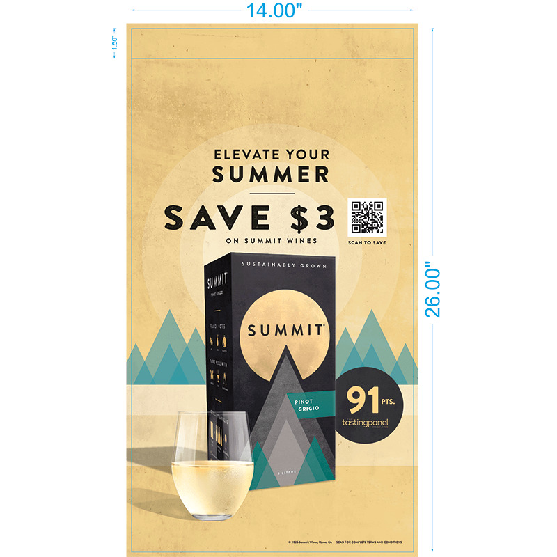 Summit Summer Savings Double Sided Case Talker - Pinot Grigio Consolidator Inventory