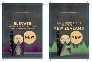 Summit Flow 2026 Double Sided Shelf Talker - Pinot Noir and Sauvignon Blanc