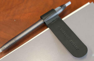 Unknown Author Black Leather Bookmark with Pen Holder